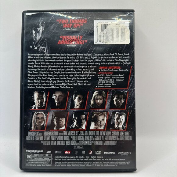 Sin City DVD Directed By Robert Rodriguez & Frank Miller With Quentin Tarantino - Picture 2 of 3